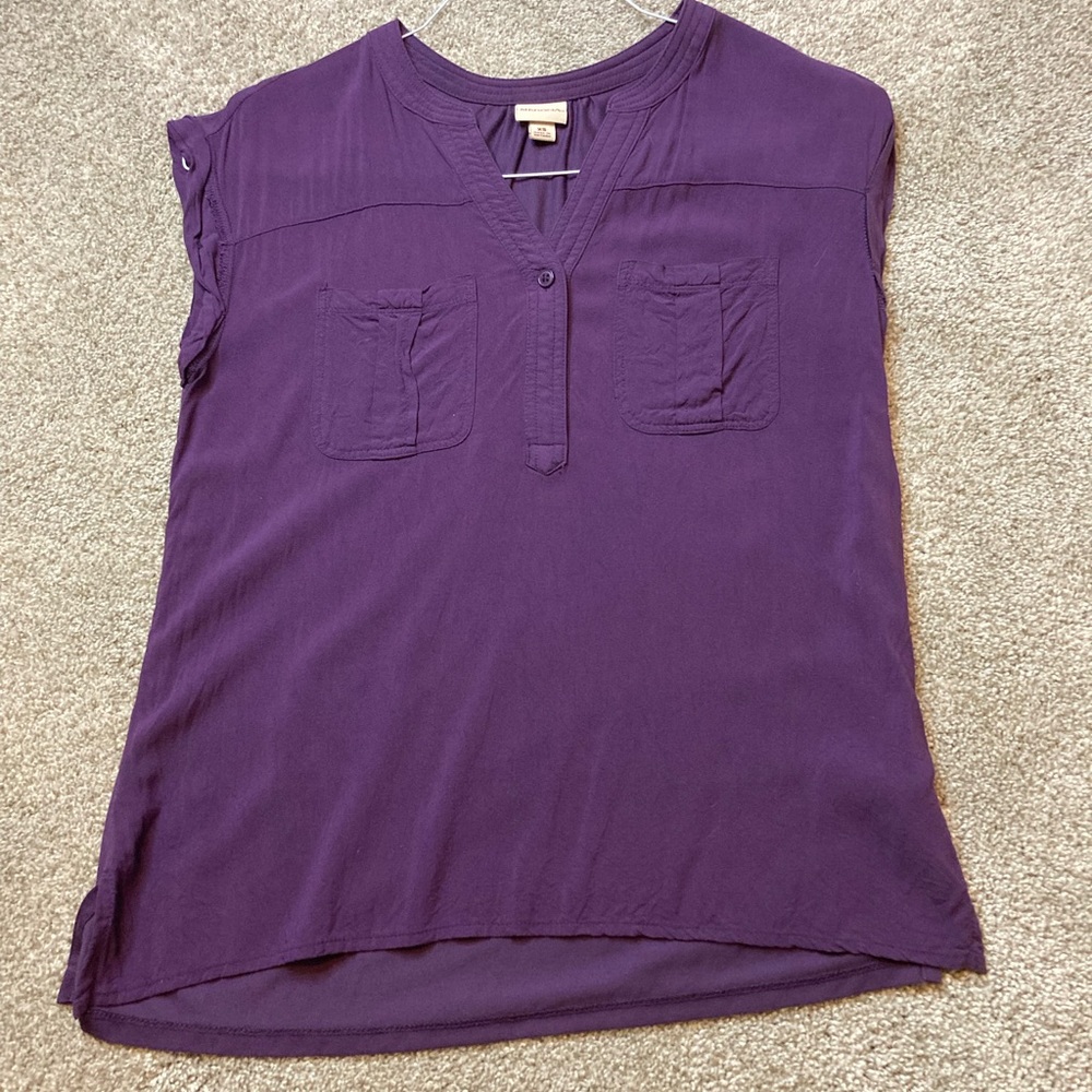 Merona Purple Cuffed Cap Sleeve Blouse